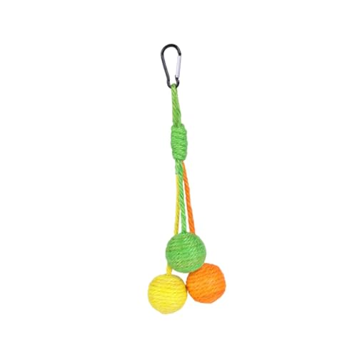 Fenteer Katzenspielzeug, Sisalball, zum Aufhängen, interaktives Katzenspielzeug, 32 cm lang, lustiger Jagd-Kratzball, langes Seil, Teaser, Gelb Orange Grün von Fenteer