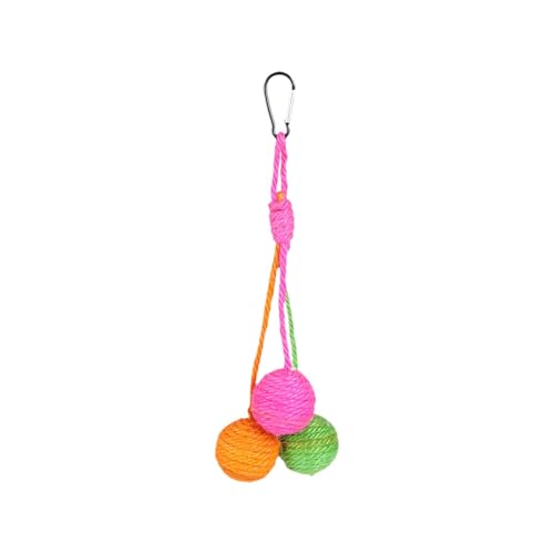 Fenteer Katzenspielzeug, Sisalball, zum Aufhängen, interaktives Katzenspielzeug, 32 cm lang, lustiger Jagd-Kratzball, langes Seil, Teaser, Rosa Orange Grün von Fenteer