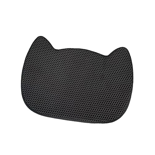 Fenteer Katzenstreu-Matte, doppelschichtiger Katzenstreu-Teppich, tragbar, Kratzfest, wasserdicht, waschbar, langlebig, Katzenstreu-Auffangmatte, Schwarz von Fenteer