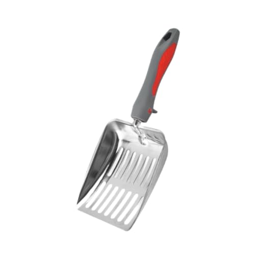 Fenteer Katzenstreu Sifter Edelstahl Sifter Reiniger Werkzeugstrauder Kisten Kätzchen Abfall Lifter für Haustiere Supplies Welpe, Rot Grau von Fenteer