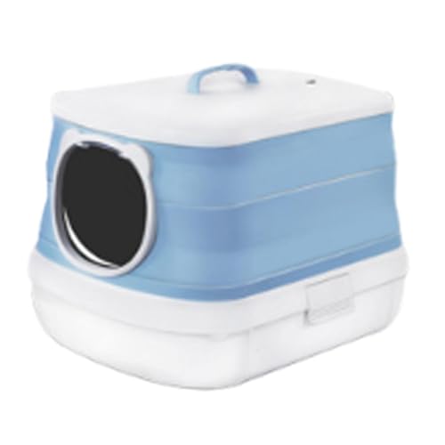 Fenteer Katzenstreubox Faltbare große Kapazität leicht zu reinigen abnehmbares Antispritzen mit Türkatzentoilette mit Deckel Katzenstrauder Tablett, Blau Fenteer Katzenstreubox Faltbare große Kapazität leicht zu reinigen abnehmbares Antispritzen mit Türkatzentoilette mit Deckel Katzenstrauder Tablett, Blau von Fenteer