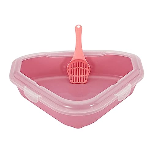 Fenteer Katzentoilette, Bettpfanne, Katzensandwanne, dreieckig mit Schaufel, niedriger Einstieg, leicht zu reinigen, langlebig, Katzentoilette, Katzentöpfchen, ROSA Fenteer Katzentoilette, Bettpfanne, Katzensandwanne, dreieckig mit Schaufel, niedriger Einstieg, leicht zu reinigen, langlebig, Katzentoilette, Katzentöpfchen, ROSA von Fenteer