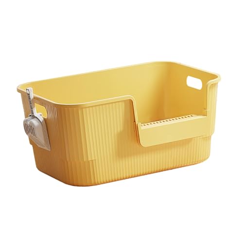 Fenteer Katzentoilette, Kätzchentoilette, leicht zu tragen mit hohen Seiten, mit Schaufel, niedriger Einstieg für kleine und große Katzen, Gelb Fenteer Katzentoilette, Kätzchentoilette, leicht zu tragen mit hohen Seiten, mit Schaufel, niedriger Einstieg für kleine und große Katzen, Gelb von Fenteer
