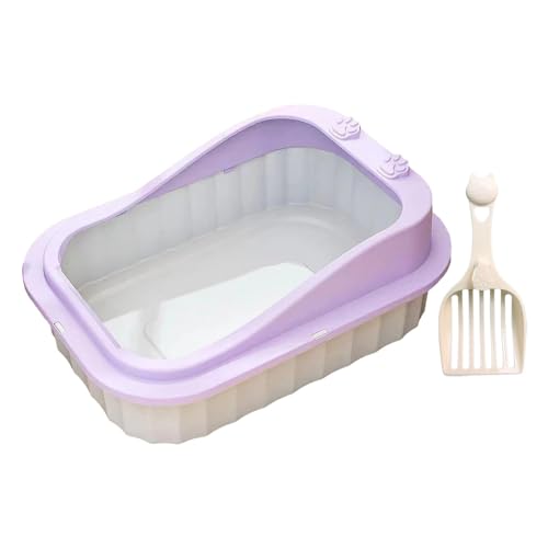 Fenteer Katzentoilette, Oben offen, Katzentoilette, Katzenstreubehälter, Kätzchentöpfchen, Toilette, Haustiertoilette für alle Arten von Katzenstreu, lila von Fenteer