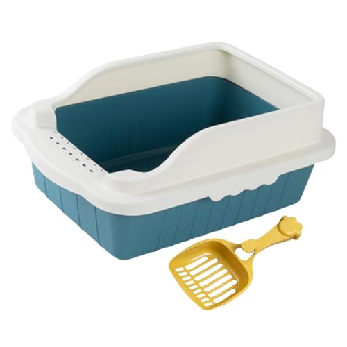 Fenteer Katzentoilette, Töpfchen, Toilette, Sandkasten, Behälter, Katzentoilette mit Streusieblöffel für Kleintiere, Blau L 50x35x18cm Fenteer Katzentoilette, Töpfchen, Toilette, Sandkasten, Behälter, Katzentoilette mit Streusieblöffel für Kleintiere, Blau L 50x35x18cm von Fenteer