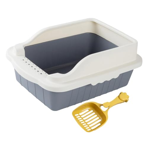 Fenteer Katzentoilette, Töpfchen, Toilette, Sandkasten, Behälter, Katzentoilette mit Streusieblöffel für Kleintiere, Grau L 50x35x18cm Fenteer Katzentoilette, Töpfchen, Toilette, Sandkasten, Behälter, Katzentoilette mit Streusieblöffel für Kleintiere, Grau L 50x35x18cm von Fenteer