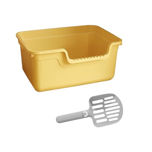 Fenteer Katzentoilette mit offener Oberseite, Sieb- und Bettpfanne, großes Gehäuse für alle Arten von Katzenstreu, U-Form, abgesenkte Vorderseite, Gelb Fenteer Katzentoilette mit offener Oberseite, Sieb- und Bettpfanne, großes Gehäuse für alle Arten von Katzenstreu, U-Form, abgesenkte Vorderseite, Gelb von Fenteer