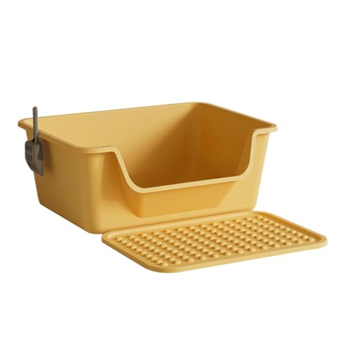 Fenteer Katzentoilette mit offener Oberseite, erhöhter Spritzschutz, leicht zu reinigende Bettpfanne, Katzentoilette, Kätzchentöpfchen, Toilette für Katzen, Gelb Fenteer Katzentoilette mit offener Oberseite, erhöhter Spritzschutz, leicht zu reinigende Bettpfanne, Katzentoilette, Kätzchentöpfchen, Toilette für Katzen, Gelb von Fenteer