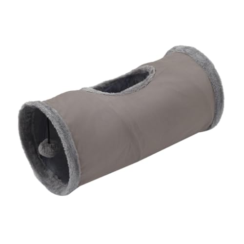 Fenteer Katzentunnel für Hauskatzen, Faltbarer Tunnelschlauch, Heimtierbedarf, tragbar, zum Spielen, 50 x 24 cm, lustig, weich, mit Ball, Katzenspielzeug, Grau von Fenteer