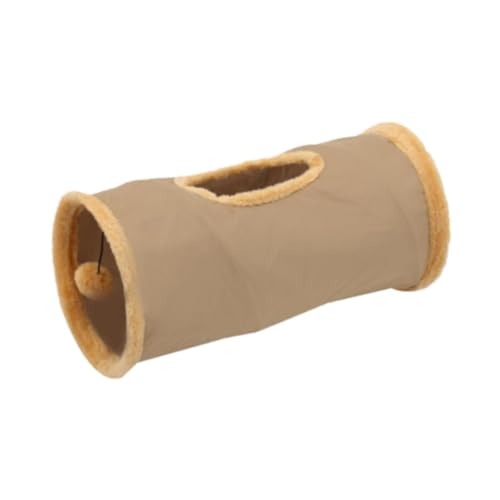 Fenteer Katzentunnel für Hauskatzen, Faltbarer Tunnelschlauch, Heimtierbedarf, tragbar, zum Spielen, 50 x 24 cm, lustig, weich, mit Ball, Katzenspielzeug, Khaki von Fenteer