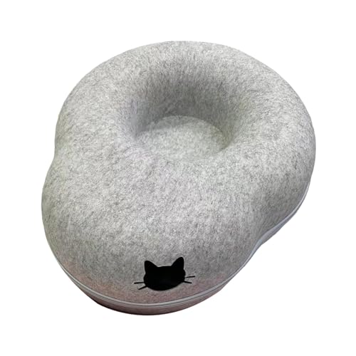 Fenteer Katzentunnelbett, Katzenbett mit Tunnel, waschbar, zum Kratzen, leichtes Katzenhaus, Filz-Haustierhöhle, Katzenversteck zum Jagen, Ausruhen und Suchen, Hellgrau Fenteer Katzentunnelbett, Katzenbett mit Tunnel, waschbar, zum Kratzen, leichtes Katzenhaus, Filz-Haustierhöhle, Katzenversteck zum Jagen, Ausruhen und Suchen, Hellgrau von Fenteer