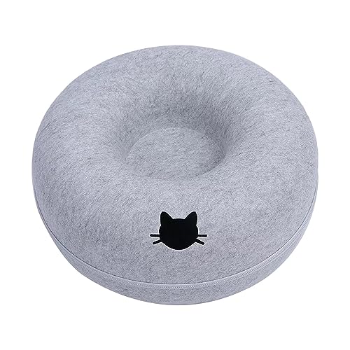 Fenteer Katzentunnelbett, Katzennest für mehrere Katzen, Versteckhöhle, Kratzfest, für Katzen im Innenbereich, Katzenhöhle aus Filz, Katzenversteck, Hellblau 60cm von Fenteer