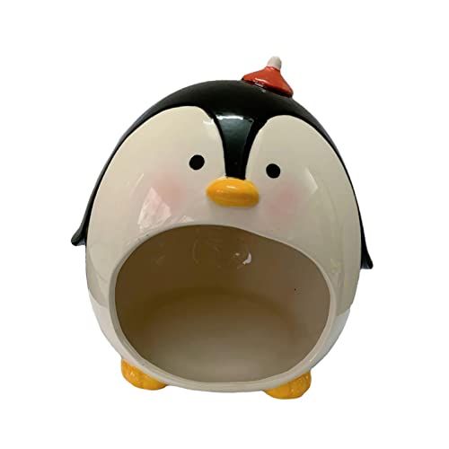 Fenteer Keramik-Hamsterhaus, süßes, einzigartiges Pinguin-Form-Keramik-Hamster-Versteckhaus, Kleintier-Chinchilla-Schlafbett für Zwerghamster und Rennmäuse von Fenteer