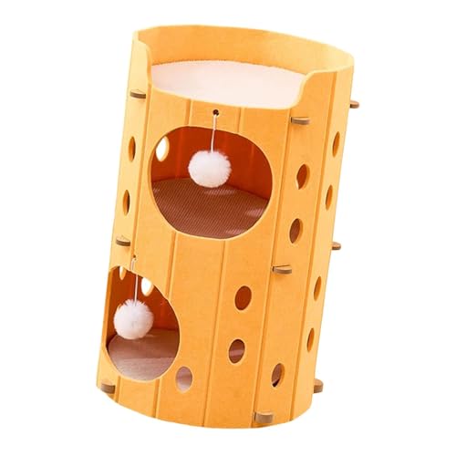 Fenteer Kletterhaus für Katzen aus Filz, mehrschichtig, stabil, Haustierzubehör, Spielhaus, Kratzen mit Ball zum Aufhängen, für Katzen jeden Alters, 2-lagig, Gelb Fenteer Kletterhaus für Katzen aus Filz, mehrschichtig, stabil, Haustierzubehör, Spielhaus, Kratzen mit Ball zum Aufhängen, für Katzen jeden Alters, 2-lagig, Gelb von Fenteer