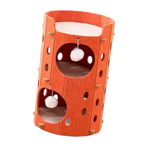 Fenteer Kletterhaus für Katzen aus Filz, mehrschichtig, stabil, Haustierzubehör, Spielhaus, Kratzen mit Ball zum Aufhängen, für Katzen jeden Alters, 2-lagig, Orange Fenteer Kletterhaus für Katzen aus Filz, mehrschichtig, stabil, Haustierzubehör, Spielhaus, Kratzen mit Ball zum Aufhängen, für Katzen jeden Alters, 2-lagig, Orange von Fenteer