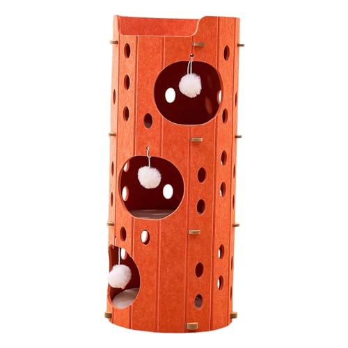 Fenteer Kletterhaus für Katzen aus Filz, mehrschichtig, stabil, Haustierzubehör, Spielhaus, Kratzen mit Ball zum Aufhängen, für Katzen jeden Alters, 3-lagiges Orange Fenteer Kletterhaus für Katzen aus Filz, mehrschichtig, stabil, Haustierzubehör, Spielhaus, Kratzen mit Ball zum Aufhängen, für Katzen jeden Alters, 3-lagiges Orange von Fenteer