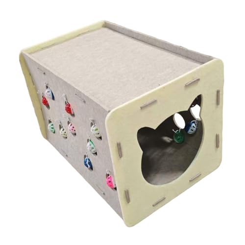 Fenteer Kratzbaum aus Filz für Katzen, zusammenklappbar, für Katzen, Versteck, geschützt, lustig, interaktives Kratzbrett, eingebauter Glockenball von Fenteer