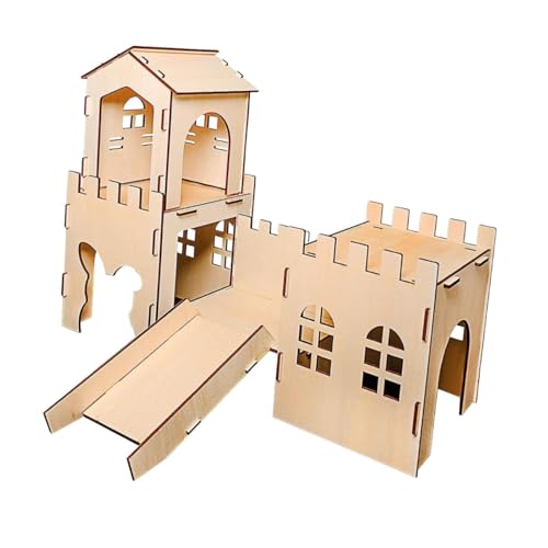 Fenteer Meerschweinchenhaus aus Holz, Spielhaus, Kleintierbett, Kaninchenversteck, Schloss, Hasenhaus für Rennmaus, Eichhörnchen, Zwerghamster von Fenteer