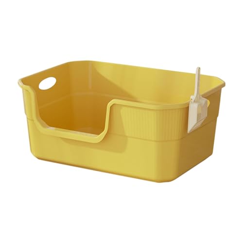 Fenteer Offene Haustiertoilette, Katzentoilette, Sandkasten, leicht zu reinigen, Haustierbedarf, Katzenstreubecken, hohe Seiten mit Schaufel, Gelb Fenteer Offene Haustiertoilette, Katzentoilette, Sandkasten, leicht zu reinigen, Haustierbedarf, Katzenstreubecken, hohe Seiten mit Schaufel, Gelb von Fenteer