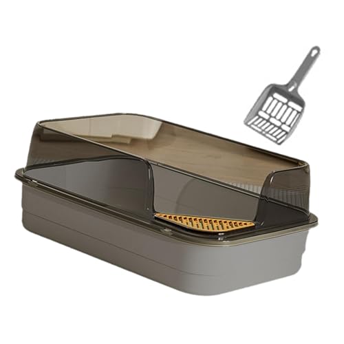 Fenteer Offene Katzentoilette Sandkasten Hohe Seitenwände Leicht zu reinigende Bettpfanne Spritzwassergeschütztes Katzenklo Abgesenkte Front, Grau Fenteer Offene Katzentoilette Sandkasten Hohe Seitenwände Leicht zu reinigende Bettpfanne Spritzwassergeschütztes Katzenklo Abgesenkte Front, Grau von Fenteer