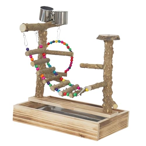 Fenteer Papageienspielplatz, Vogelsitzstange, Spielpapageien, Spielständer, Vögel, Kauspielzeug für Käfigzubehör, Sittiche, Kakadus, Nymphensittiche Fenteer Papageienspielplatz, Vogelsitzstange, Spielpapageien, Spielständer, Vögel, Kauspielzeug für Käfigzubehör, Sittiche, Kakadus, Nymphensittiche von Fenteer