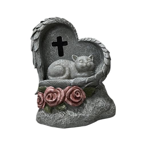 Fenteer Pet Memorial Grabstein Statue Haustier Grab Marker Hinterhof Harz Verlust von Pet Geschenk Rasen Kompakt Dekorationen Kleines Animalmonumen, Katze von Fenteer