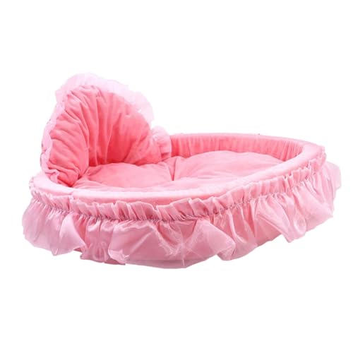 Fenteer Rosa Hundebett, Haustiersofa, Nestmatte, gemütliches süßes Kissen, tragbar, bequem, selbstwärmend, Dickes warmes Nest, Hundehütte für Katzen und Hunde, 48cmx42cm von Fenteer