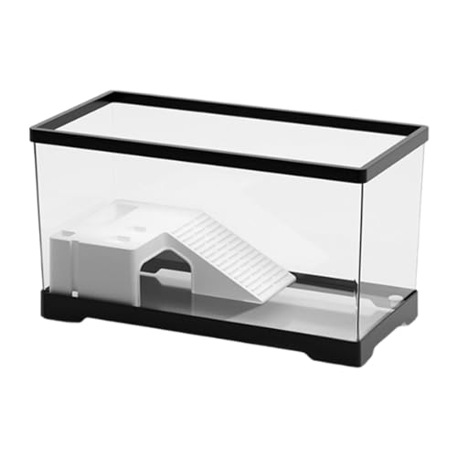 Fenteer Schildkrötentank, Aquarium, Reptilien-Lebensraum-Box, stabil, kletternd, ruhend, Schildkröte, Terrarium, Schildkröten-Lebensraum, Innendekor, großes Schwarz von Fenteer