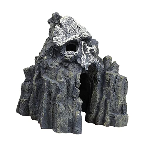 Aquatic Skull Mountain Decor, Rock Cave Landscape Supplies Zubehör -Ornamentstein für Aquarium-Dekoration Pet Reptile von Fenteer