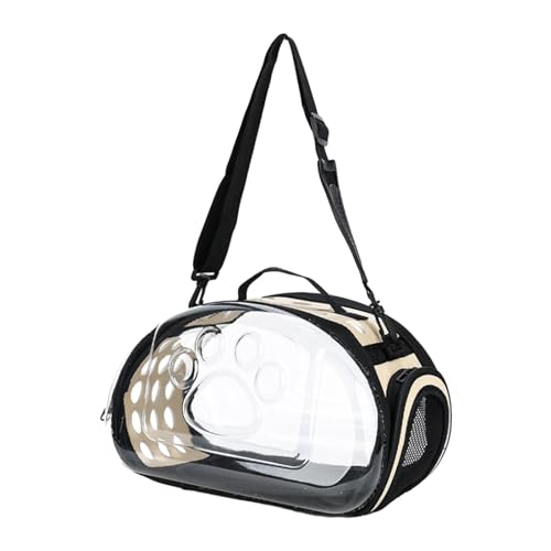 Fenteer Tragbare Tragetasche für Katzen, faltbar, mit weichen Seiten, Handtasche, transparent, bequem, Luftpolstertasche für kleine Hunde, Camping, Gold S von Fenteer