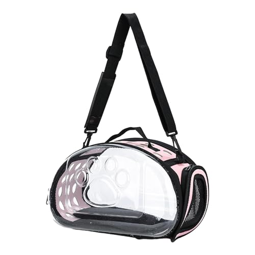 Fenteer Tragbare Tragetasche für Katzen, faltbar, mit weichen Seiten, Handtasche, transparent, bequem, Luftpolstertasche für kleine Hunde, Camping, rosa S von Fenteer