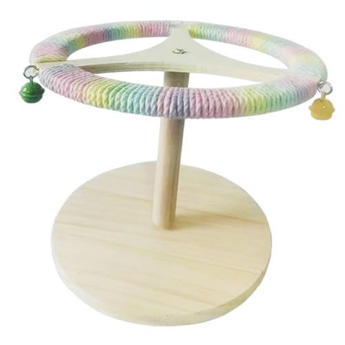 Fenteer Vogel-Sitzstangen aus Holz, Vogelkäfig-Zubehör, Spiel- und Trainingsständer, interaktiver Papageien-Holzständer, drehbarer Papageienständer für, Style D von Fenteer