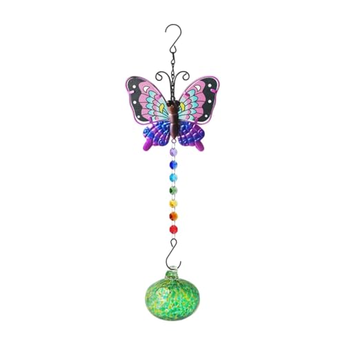 Fenteer Vogel Wasser Feeder Ornament Dekorative Dekoration Hängende Vogelfutterbehälter für Garten Hinterhof Rasen Terrasse, Butterfly Green Ball von Fenteer