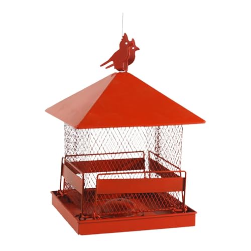 Fenteer Vogelfutterstation aus Metall für Finken, Kardinalsfutterstation, Eisenfutterstation für Papageien, Futterstation für Vögel als Außendekoration, ROT Fenteer Vogelfutterstation aus Metall für Finken, Kardinalsfutterstation, Eisenfutterstation für Papageien, Futterstation für Vögel als Außendekoration, ROT von Fenteer