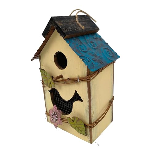 Fenteer Vogelhäuschen zum Aufhängen, Gartendekoration für draußen, rustikal, Neuheit, Vogelschutz für Hofbäume, Bauernhaus, Geschenk für, GELB Fenteer Vogelhäuschen zum Aufhängen, Gartendekoration für draußen, rustikal, Neuheit, Vogelschutz für Hofbäume, Bauernhaus, Geschenk für, GELB von Fenteer
