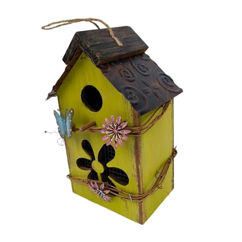 Fenteer Vogelhäuschen zum Aufhängen, Gartendekoration für draußen, rustikal, Neuheit, Vogelschutz für Hofbäume, Bauernhaus, Geschenk für, GRÜN Fenteer Vogelhäuschen zum Aufhängen, Gartendekoration für draußen, rustikal, Neuheit, Vogelschutz für Hofbäume, Bauernhaus, Geschenk für, GRÜN von Fenteer