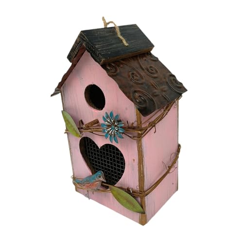 Fenteer Vogelhäuschen zum Aufhängen, Gartendekoration für draußen, rustikal, Neuheit, Vogelschutz für Hofbäume, Bauernhaus, Geschenk für, ROSA Fenteer Vogelhäuschen zum Aufhängen, Gartendekoration für draußen, rustikal, Neuheit, Vogelschutz für Hofbäume, Bauernhaus, Geschenk für, ROSA von Fenteer