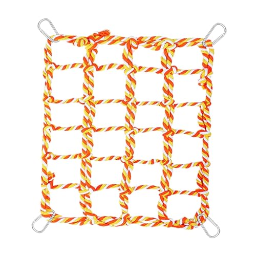 Fenteer Vogelseilnetz, Hängematte zum Aufhängen für Haustiere, Aktivitätsspielzeug, Vogelleiter-Seilbrücke, Kletterseilnetz für Ratten, für Sittiche, Orange von Fenteer