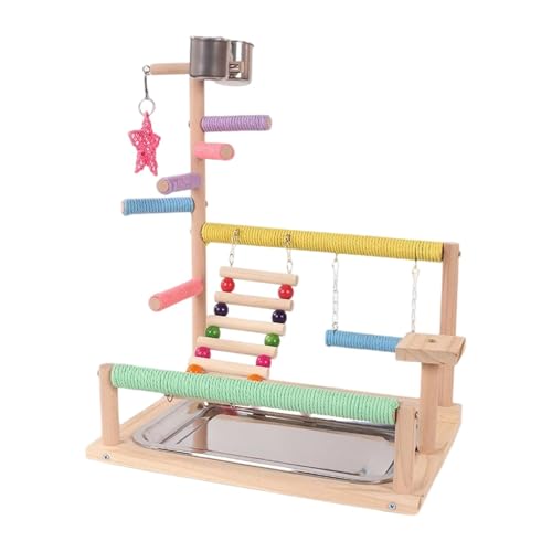 Fenteer Vogelspielständer, Vogelspielplatz, multifunktionaler Papageiensitzstangen-Spielständer aus, Spielgymnastikständer für Finken, Wellensittiche, von Fenteer