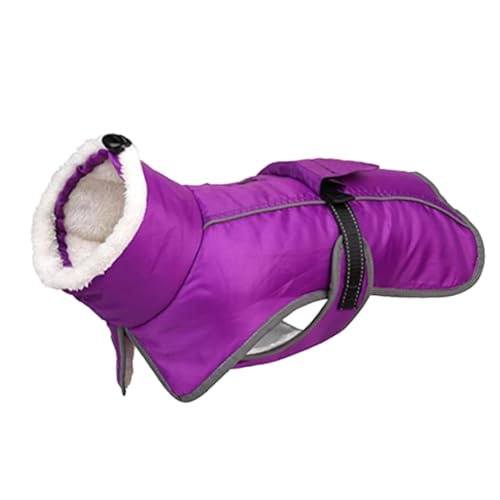 Fenteer Warmer Hundemantel, Hunde Wintermantel für Kaltes Wetter Im Freien, Hochgeschlossen mit Schnalle, mit Fleece Gefüttert, Winddichte Hundejacke, Hunde S, Violett, XL von Fenteer