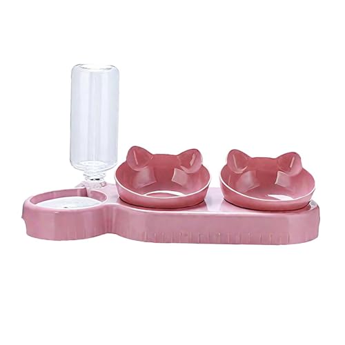 Fenteer Wasser- und Futter-Set, Futternäpfe für Haustiere mit automatischer Wasserflasche, erhöhter Futterspender für Haustiere, für Nass- und, Rosa von Fenteer