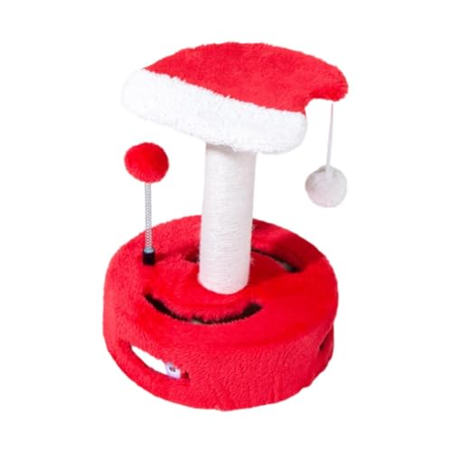 Fenteer Weihnachts-Katzenkratzbaum, interaktives Spielzeug für Haustiere, Katzenkletterbaum, Ständer, lustiger Schleifkrallen-Rest, Trainingsmöbelschutz von Fenteer