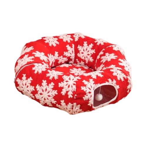 Fenteer Weihnachts-Katzentunnel, Bett, Höhle, Donut, Unterhaltung, tragbares Heimtierzubehör, Übung unter dem Weihnachtsbaum, Katzen-Donut-Tunnel für Kätzchen von Fenteer