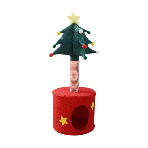 Fenteer Weihnachtsbaum-Katzenturm mit gemütlichem Sisal-Kratzbaum als Versteck, Geschenk für Katzenliebhaber, niedliches Mehrzweck-Haustiermöbel, 34,8 x 85,4 von Fenteer