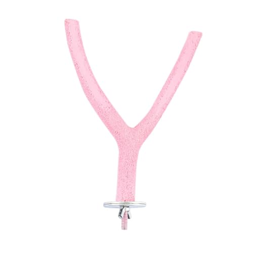 Fenteer Y-förmiger Vogelsitzstangenständer, Pfotenschleifzubehör, Geschenk, Übung, Vogelkäfigspielzeug, Vogelkäfig-Sitzstange für Nymphensittiche, Finken, Rosa von Fenteer