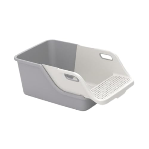 Große, halbgeschlossene Katzentoilette 28 x 15 x 11 Zoll für Kätzchen und Hamster. Spritzschutz aus PP-Material. Oben offen und mit hohen Seiten, Grau Weiß Große, halbgeschlossene Katzentoilette 28 x 15 x 11 Zoll für Kätzchen und Hamster. Spritzschutz aus PP-Material. Oben offen und mit hohen Seiten, Grau Weiß von Fenteer