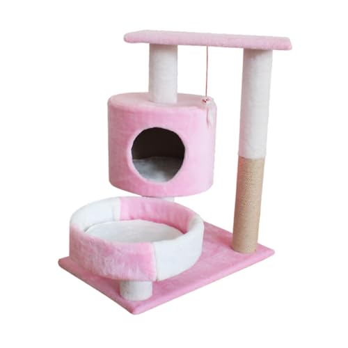 Kratzbaum für Katzen im Innenbereich, Katzenhöhle, Katzennestbett, mehrere Ebenen aus Plüsch zum Ausruhen und Schutz der Möbel, Rosa Kratzbaum für Katzen im Innenbereich, Katzenhöhle, Katzennestbett, mehrere Ebenen aus Plüsch zum Ausruhen und Schutz der Möbel, Rosa von Fenteer