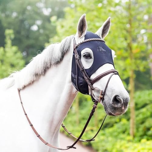 Fenwick Equestrian Therapeutische Pferdemaske aus flüssigem Titan, beruhigende Ferninfrarot Therapie-Maske aus atmungsaktivem 4-Wege-UV-blockierendem Stretchgewebe – Klettverschluss – Größe L von Fenwick Equestrian