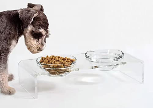 Erhöhter Futternapf aus Acryl für Hunde und Katzen, Doppelnapf, erhöhter Ständer, kommt mit 2 abnehmbaren Glasnäpfen und 2 Edelstahlnäpfen. Perfekt für Katzen, Welpen, kleine Hunde Erhöhter Futternapf aus Acryl für Hunde und Katzen, Doppelnapf, erhöhter Ständer, kommt mit 2 abnehmbaren Glasnäpfen und 2 Edelstahlnäpfen. Perfekt für Katzen, Welpen, kleine Hunde von Feoyoho