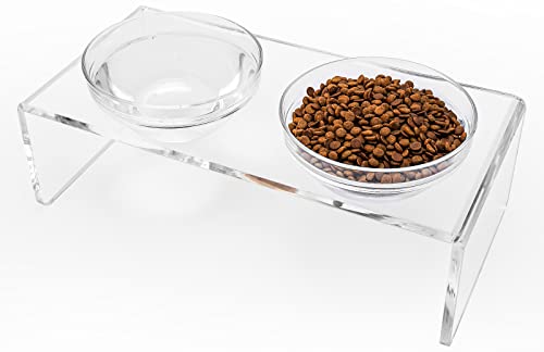 Erhöhter Futternapf für Hunde und Katzen, aus Acryl, mit 2 abnehmbaren Glasnäpfen und 2 Edelstahlnäpfen. Perfekt für mittelgroße Hunde, 14 cm hoch Erhöhter Futternapf für Hunde und Katzen, aus Acryl, mit 2 abnehmbaren Glasnäpfen und 2 Edelstahlnäpfen. Perfekt für mittelgroße Hunde, 14 cm hoch von Feoyoho